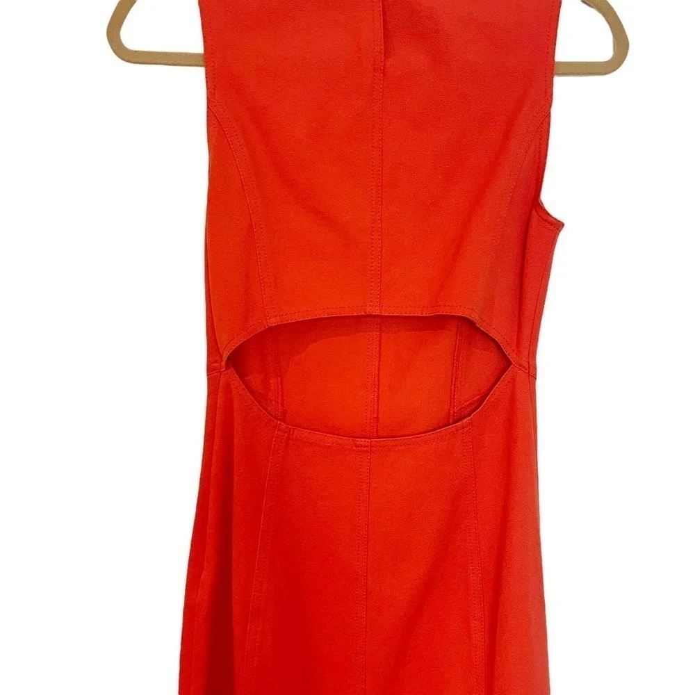 Derek Lam 10 Crosby Paneled Back Cut Out Fit-and-Flare Dress Bright Coral Size 0 - Picture 10 of 10